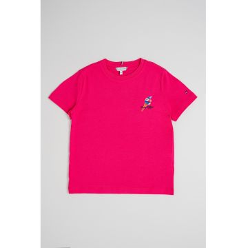 Tricou de bumbac cu imprimeu grafic si logo