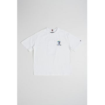 Tricou de bumbac cu imprimeu grafic si logo