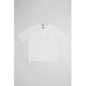 Tricou de bumbac cu logo brodat