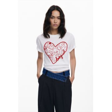Tricou de bumbac cu logo brodat