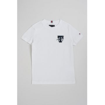 Tricou de bumbac cu logo pe piept