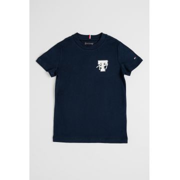 Tricou de bumbac cu logo pe piept