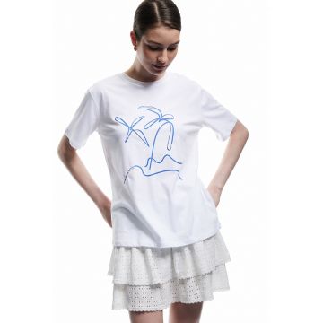 Tricou de bumbacu cu perle sintetice