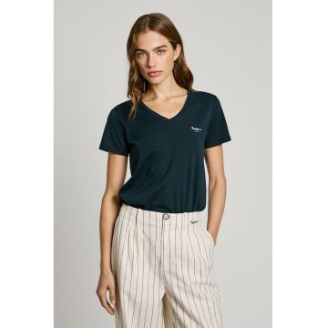 Tricou din bumbac cu decolteu in V