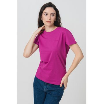 Tricou slim-fit din bumbac cu decolteu la baza gatului