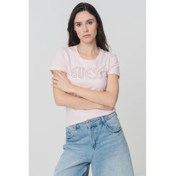 Tricou slim fit cu logo brodat