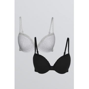 Set de sutiene cu insertii din dantela - 2 piese