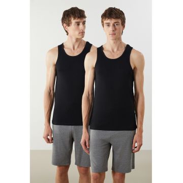 Set de top-uri slim fit cu model uni - 2 piese
