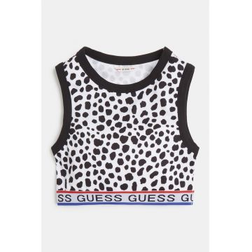 Top crop cu banda cu logo in talie