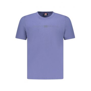 Tricou barbati cu imprimeu cu text - Regular fit - Albastru inchis -