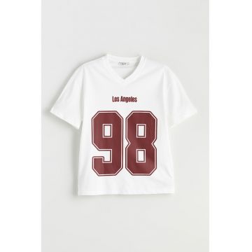 Tricou crop cu decolteu in V