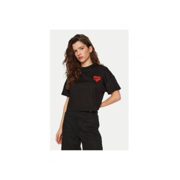 Tricou dama -  304579387 - Bumbac organic - 2XL INTL - Negru