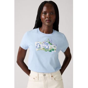 Tricou de bumbac cu decolteu la baza gatului