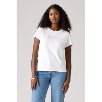 Tricou de bumbac cu decolteu la baza gatului