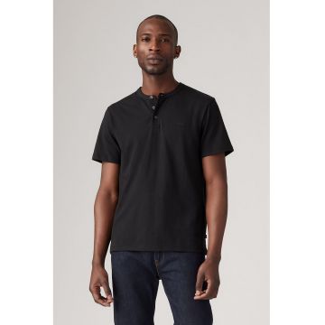 Tricou de bumbac cu fenta scurta cu nasturi