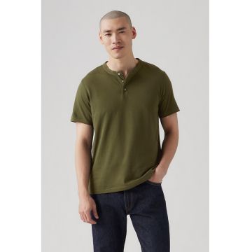 Tricou de bumbac cu fenta scurta cu nasturi