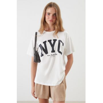 Tricou din amestec de bumbac cu text