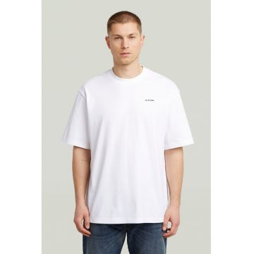 Tricou din amestec de bumbac organic cu logo discret pe piept - Alb optic -