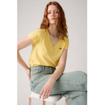 Tricou din bumbac cu decolteu in V