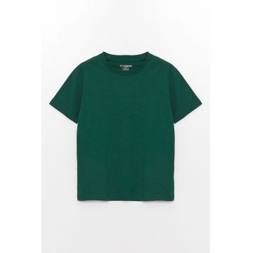 Tricou din bumbac cu decolteu la baza gatului