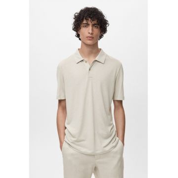 Tricou polo slim fit din amestec de in