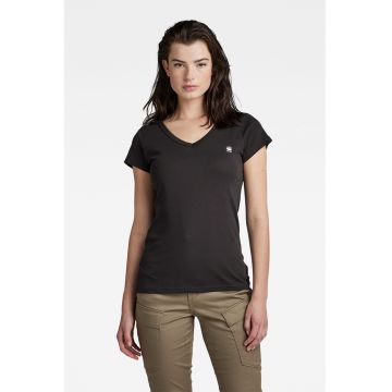 Tricou slim fit din bumbac organic cu decolteu in V Eyben