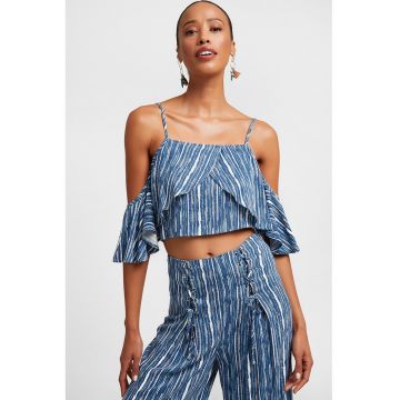 Bluza crop cu decupaje pe umeri