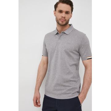 BOSS polo de bumbac culoarea gri, uni 50467113
