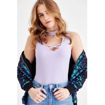 Top slim fit cu model uni