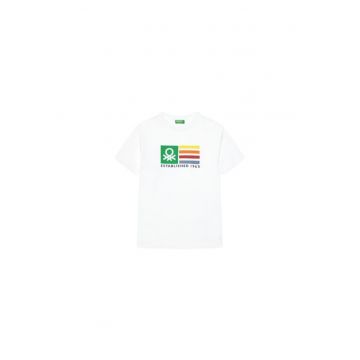 Tricou baieti  3I1XC10N3 - Bumbac organic - Alb