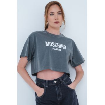 Tricou crop cu logo