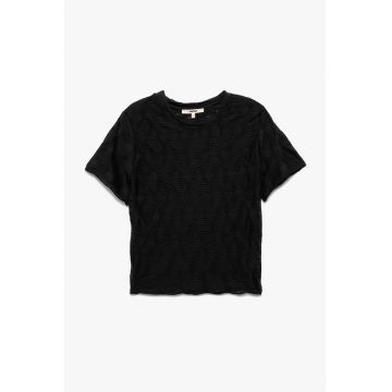 Tricou crop texturat