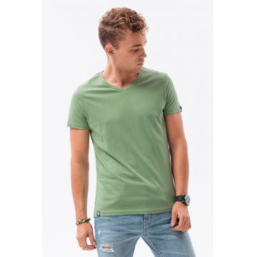 Tricou de bumbac cu decolteu in V