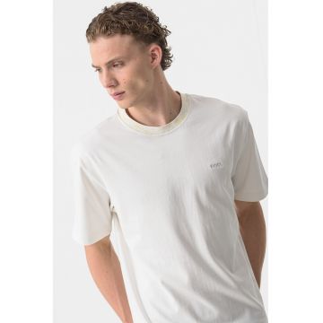 Tricou de bumbac cu decolteu la baza gatului