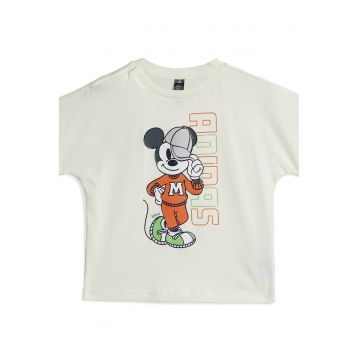 Tricou de bumbac cu logo si imprimeu grafic