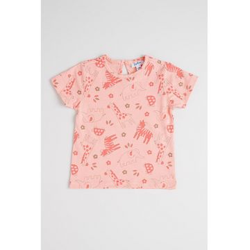 Tricou de bumbac cu model cu animale