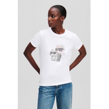 Tricou de bumbac organic cu aplicatii logo din strasuri