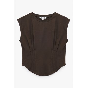 Tricou din amestec de bumbac cu pliuri