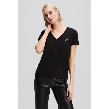 Tricou din bumbac organic cu decolteu in V