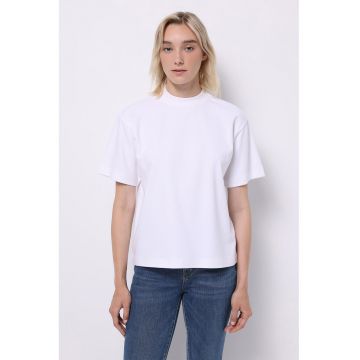 Tricou lejer din bumbac cu decolteu la baza gatului