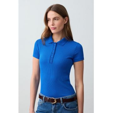 Tricou polo slim fit din amestec de modal