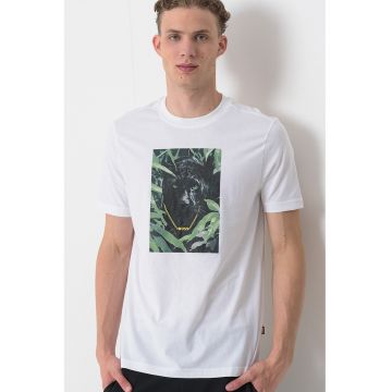 Tricou regular fit cu decolteu la baza gatului si imprimeu grafic