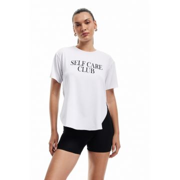 Tricou supradimensionat cu imprimeu text