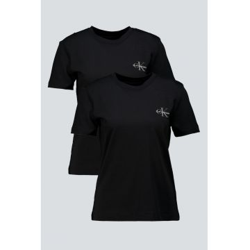 Set de tricouri cu decolteu la baza gatului si logo pe piept- 2 piese