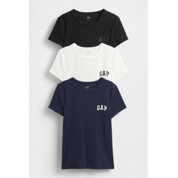 Set de tricouri din amestec de bumbac cu decolteu la baza gatului - 3 piese