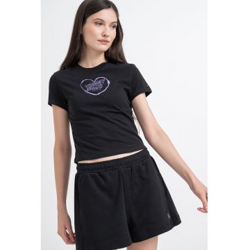 Tricou crop cu detaliu logo