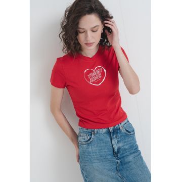 Tricou crop cu detaliu logo