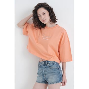 Tricou crop din bumbac cu logo