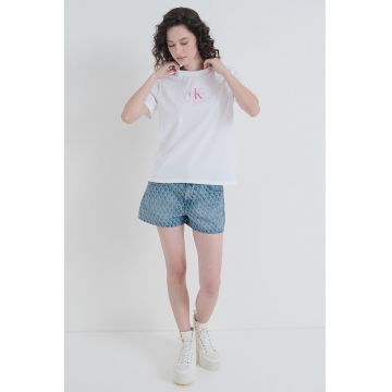 Tricou cu decolteu la baza gatului si imprimeu