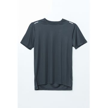 Tricou cu decolteu la baza gatului si model uni
